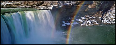 Waterfall and rainbow. Kentucky, USA (Panoramic color)