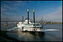 Riverboat and bridge over the Mississippi River. Natchez, Mississippi, USA ( color)