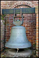 Bell from the USS Mississippi in Rosalie garden. Natchez, Mississippi, USA (color)