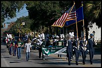 Beaufort high school band during parade. Beaufort, South Carolina, USA