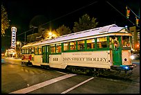 Main Street Trolley by night. Memphis, Tennessee, USA