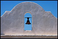Bell and whitewashed wall, San Xavier del Bac Mission. Tucson, Arizona, USA ( color)