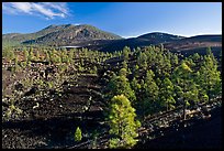 Volcanic hills covered with black lava and cinder. Sunset Crater Volcano National Monument, Arizona, USA ( color)