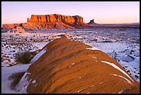 Snowy sunrise. Monument Valley Tribal Park, Navajo Nation, Arizona and Utah, USA