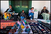 Native american women selling crafts. Santa Fe, New Mexico, USA (color)