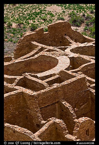 Rooms of Pueblo Bonito seen from above. Chaco Culture National Historic Park, New Mexico, USA