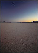Playa and moon, sunset, Black Rock Desert. Nevada, USA (color)