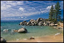 Beach and rocks, Lake Tahoe-Nevada State Park, Nevada. USA (color)