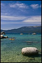 Boulders and kayak, Lake Tahoe-Nevada State Park, Nevada. USA ( color)