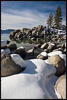 Snowy lakeshore, Lake Tahoe-Nevada State Park, Nevada. USA ( color)