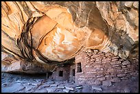 Ruin in alcove with collaposed ceiling. Bears Ears National Monument, Utah, USA ( color)