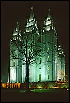 Great Mormon Temple with Christmas lights, Salt Lake City. Utah, USA ( color)