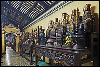 Row of statues, Giac Lam Pagoda, Tan Binh District. Ho Chi Minh City, Vietnam (color)