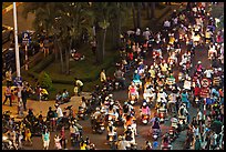 Crowded boulevard from above at night. Ho Chi Minh City, Vietnam (color)
