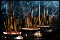 Urns with burning incense sticks, Thien Hau Pagoda, district 5. Cholon, District 5, Ho Chi Minh City, Vietnam (color)