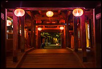 View through the inside of Covered Japanese Bridge at night. Hoi An, Vietnam (color)