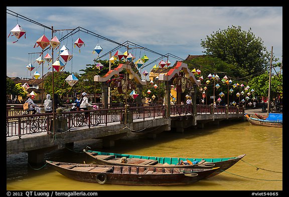 Cam Nam bridge with lanterns. Hoi An, Vietnam
