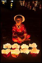 Boy with candle lanterns for sale. Hoi An, Vietnam ( color)
