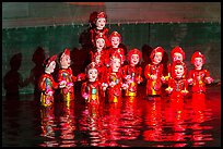 Water puppets (14 characters with lotus), Thang Long Theatre. Hanoi, Vietnam (color)