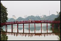 The Huc Bridge in early morning, Hoang Kiem Lake. Hanoi, Vietnam (color)