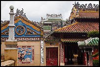 Roof and wall details, Le Van Duyet temple, Binh Thanh district. Ho Chi Minh City, Vietnam (color)