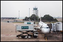 Airliner and control tower, Tan Son Nhat airport, Tan Binh district. Ho Chi Minh City, Vietnam ( color)