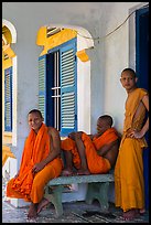 Young monks at Khmer pagoda. Tra Vinh, Vietnam (color)