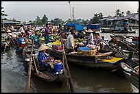 Large gathering of boats at Phung Diem floating market. Can Tho, Vietnam (color)