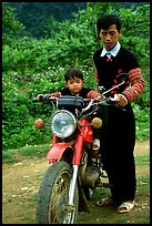 Hmong motorcyclist and boy, Xa Linh. Northwest Vietnam ( color)
