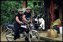 Two Hmong motorcyclists at the Xa Linh market. Northwest Vietnam ( color)