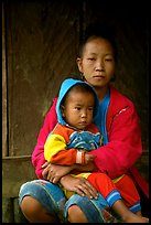 Hmong woman and boy, Xa Linh village. Northwest Vietnam (color)