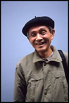 Man wearing the French beret, Hanoi. Vietnam (color)