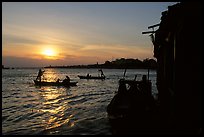 Sunrise on the Hau Gian river. Chau Doc, Vietnam ( color)