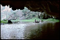 One of the three river underground passages of Tam Coc. Ninh Binh,  Vietnam (color)