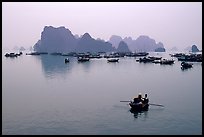 Fishing boat fleet. Halong Bay, Vietnam (color)