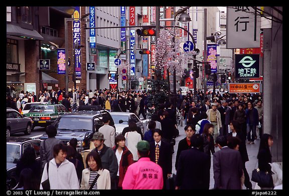 People in the Ginza shopping district. Tokyo, Japan (color)