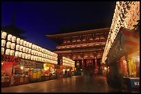 Nakamise-dori and  Senso-ji temple by night. Tokyo, Japan ( color)