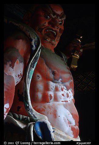 Fearsome statue of Deva King at Omote-mon Gate. Nikko, Japan (color)