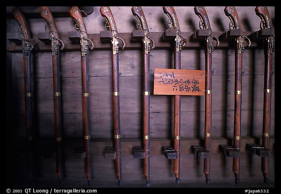 Rack of period riffles. Himeji, Japan