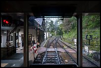 Narrow-gauge mountain train tracks, Hakone. Japan ( color)