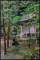 Yasaka Shrine among trees. Enoshima Island, Japan ( color)