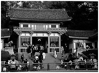 Entrance of the Yasaka-jinja Shrine. Kyoto, Japan (black and white)
