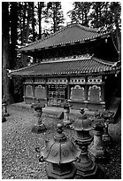 Urns and pavilion. Nikko, Japan (black and white)