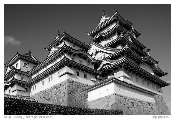 Towering five-story castle. Himeji, Japan (black and white)
