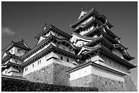 Towering five-story castle. Himeji, Japan ( black and white)
