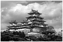 Classic lines of the castle. Himeji, Japan ( black and white)
