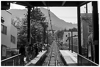 Cable-car from Gora Station, Hakone. Japan ( black and white)