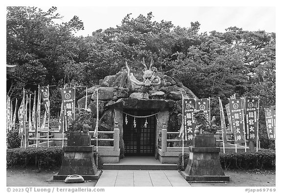 Okutsumiya Shrine. Enoshima Island, Japan (black and white)