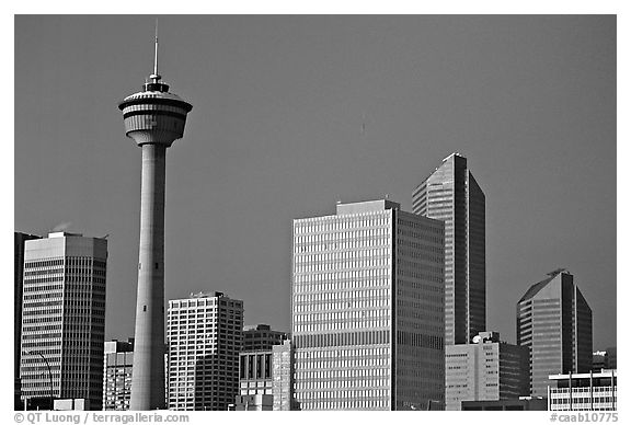 Calgary tower and skyline, late afternoon. Calgary, Alberta, Canada