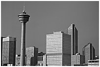 Calgary tower and skyline, late afternoon. Calgary, Alberta, Canada ( black and white)